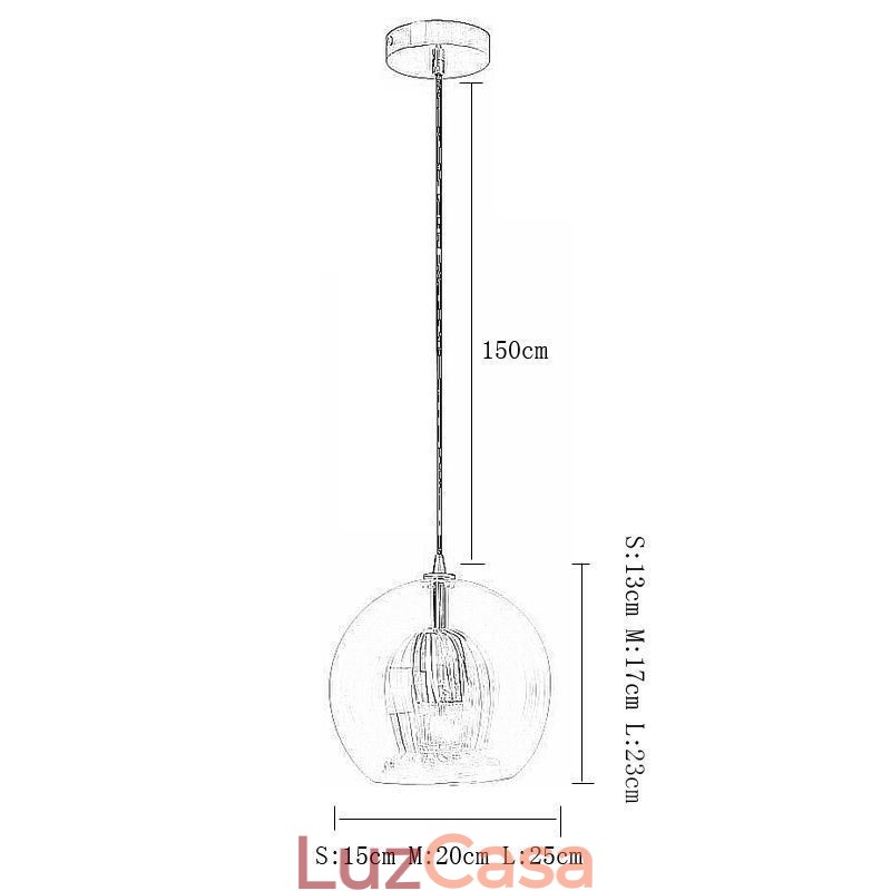 Luminária pendente de vidro moderna com cabeça única