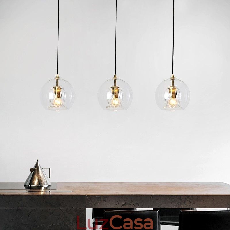 Luminária pendente de vidro moderna com cabeça única