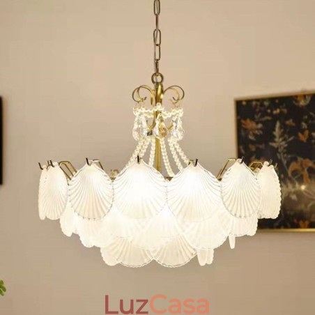 Luminária pendente de vidro europeia pós-moderna com vieira Luminária pendente de vidro europeia pós-moderna com vieira