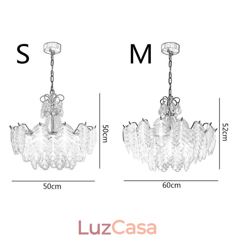 Elegante luminária pendente de vidro com folhas