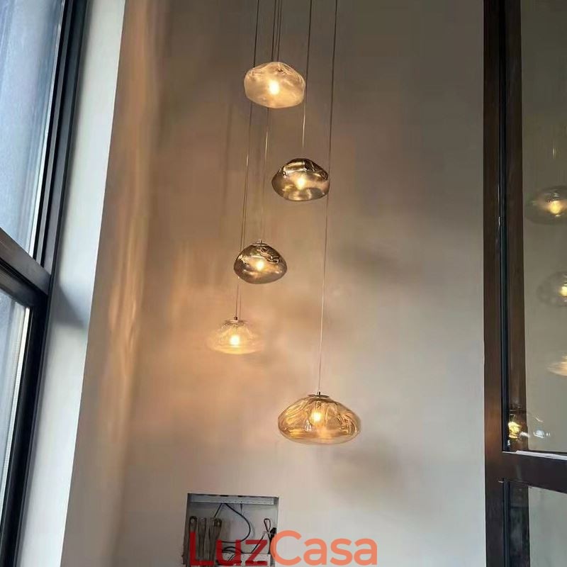 Luminária pendente nórdica criativa, lustre de vidro, luminária suspensa artística
