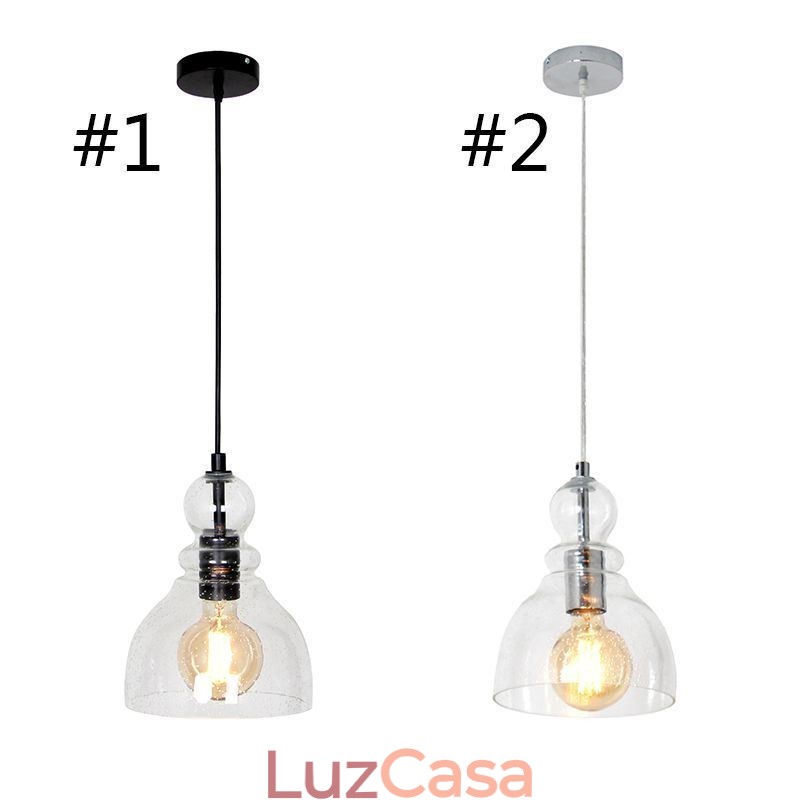 Luminária pendente moderna de ferro, cabaça de vidro, luminária suspensa