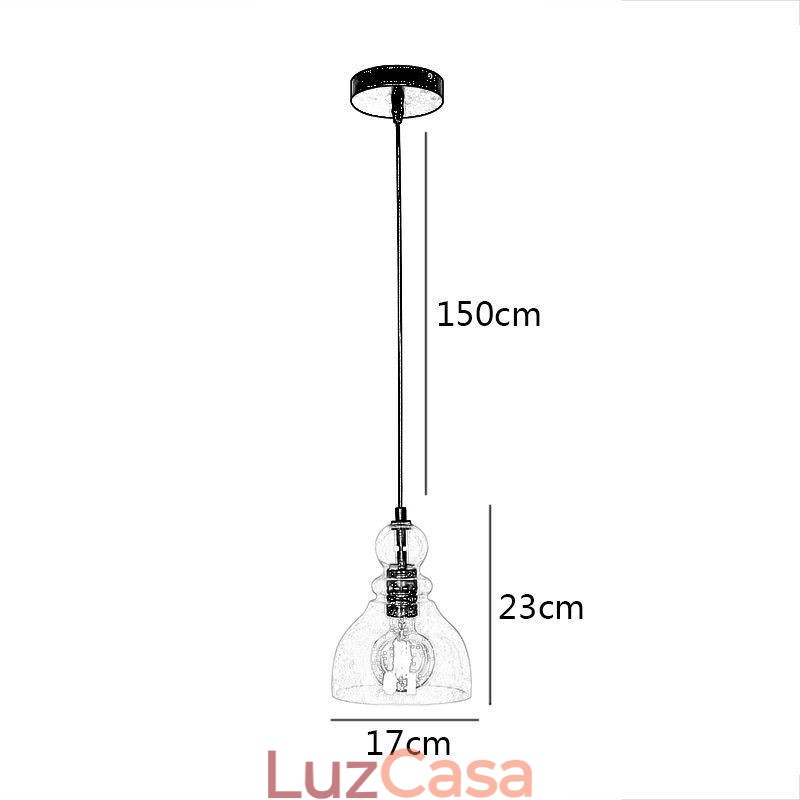 Luminária pendente moderna de ferro, cabaça de vidro, luminária suspensa