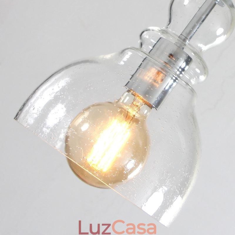 Luminária pendente moderna de ferro, cabaça de vidro, luminária suspensa