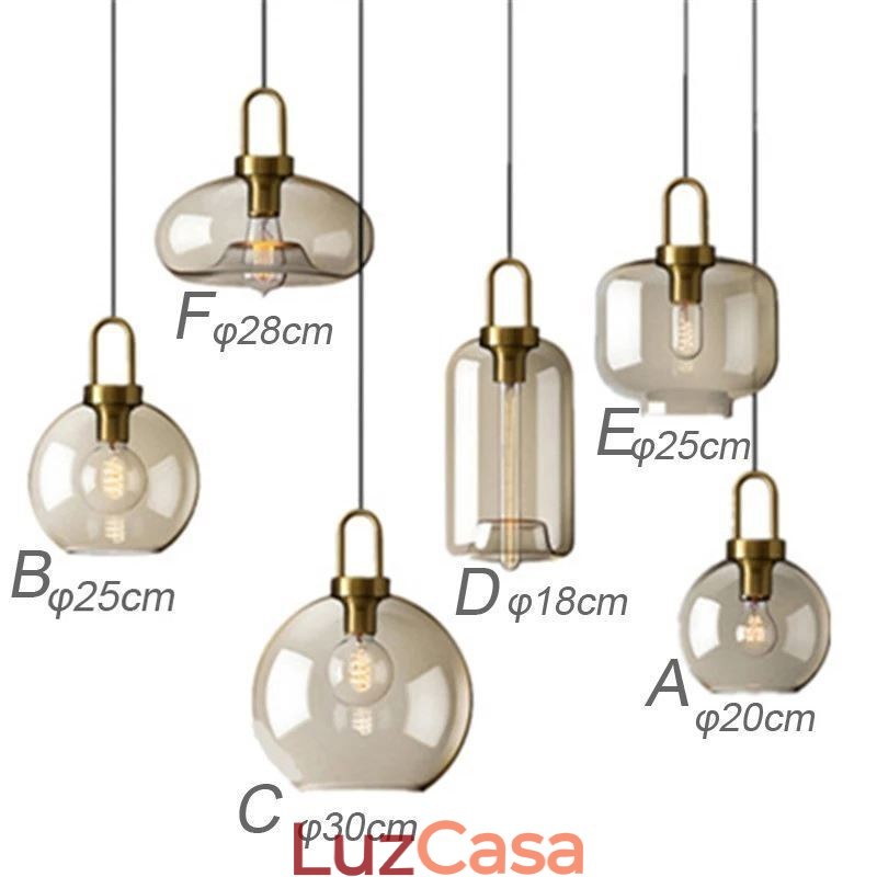 Luminária pendente de 3 luzes com ilha de sombra de vidro