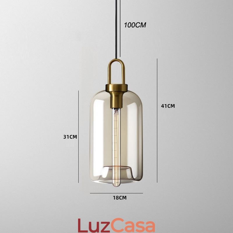 Luminária pendente de 3 luzes com ilha de sombra de vidro