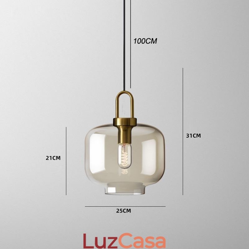 Luminária pendente de 3 luzes com ilha de sombra de vidro
