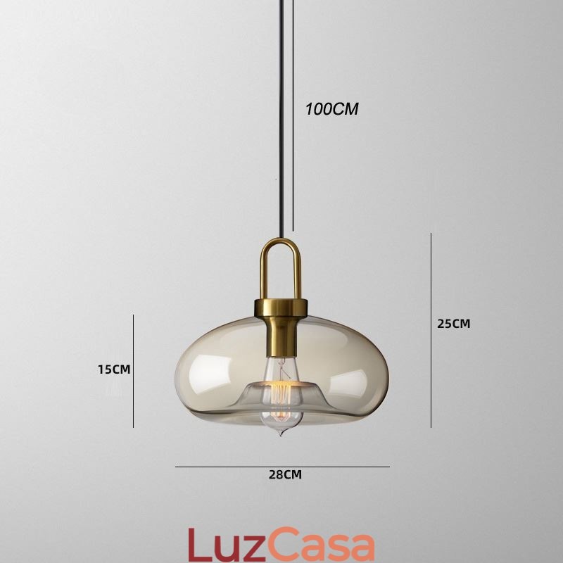 Luminária pendente de 3 luzes com ilha de sombra de vidro