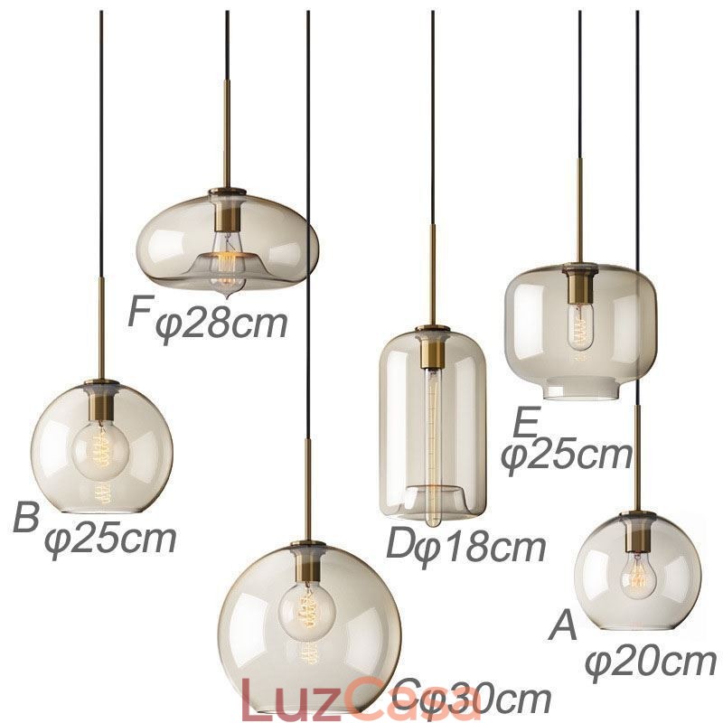 Luminária pendente de vidro com 3 luzes, luminária suspensa clássica para café