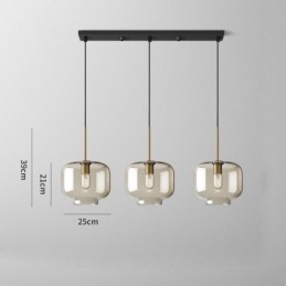 Luminária pendente de vidro com 3 luzes, luminária suspensa clássica para café