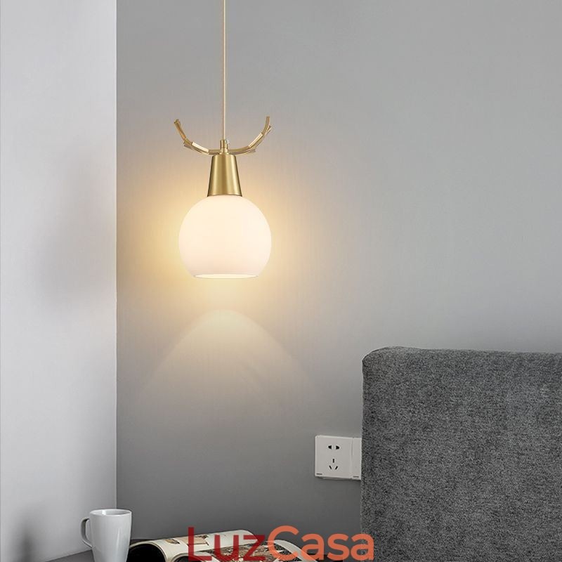 Luminária pendente de cobre simples e moderna com chifres