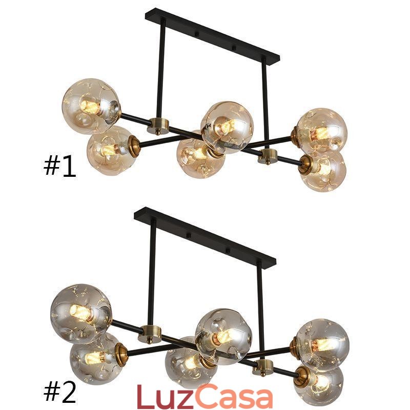Luminária de teto de vidro moderna com 6 luzes Magic Bean