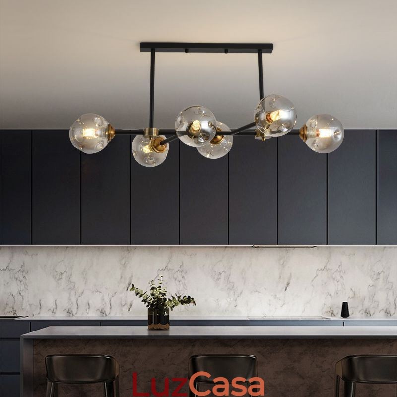 Luminária de teto de vidro moderna com 6 luzes Magic Bean
