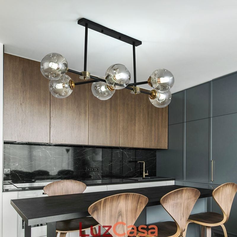 Luminária de teto de vidro moderna com 6 luzes Magic Bean