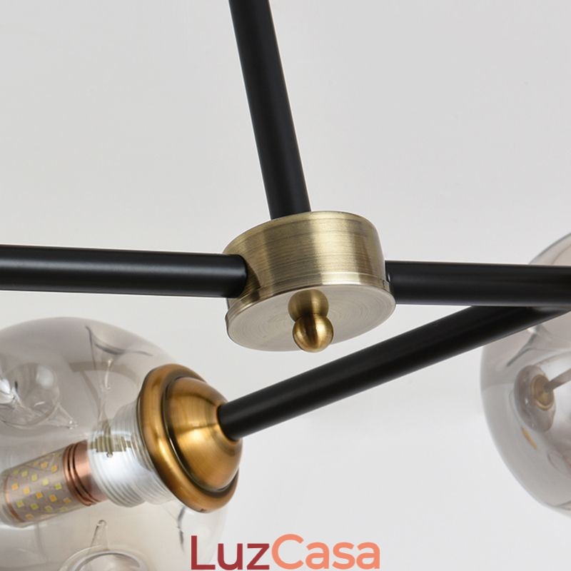 Luminária de teto de vidro moderna com 6 luzes Magic Bean