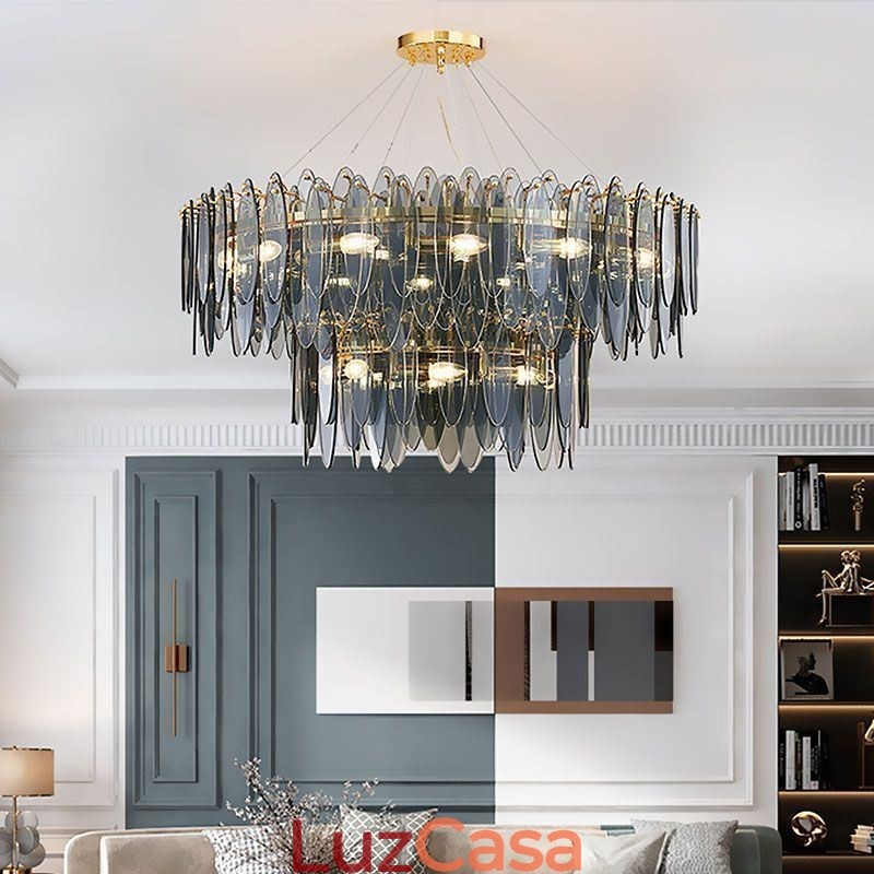 Moderno redondo vidro pingente luz elegante lustre de vidro