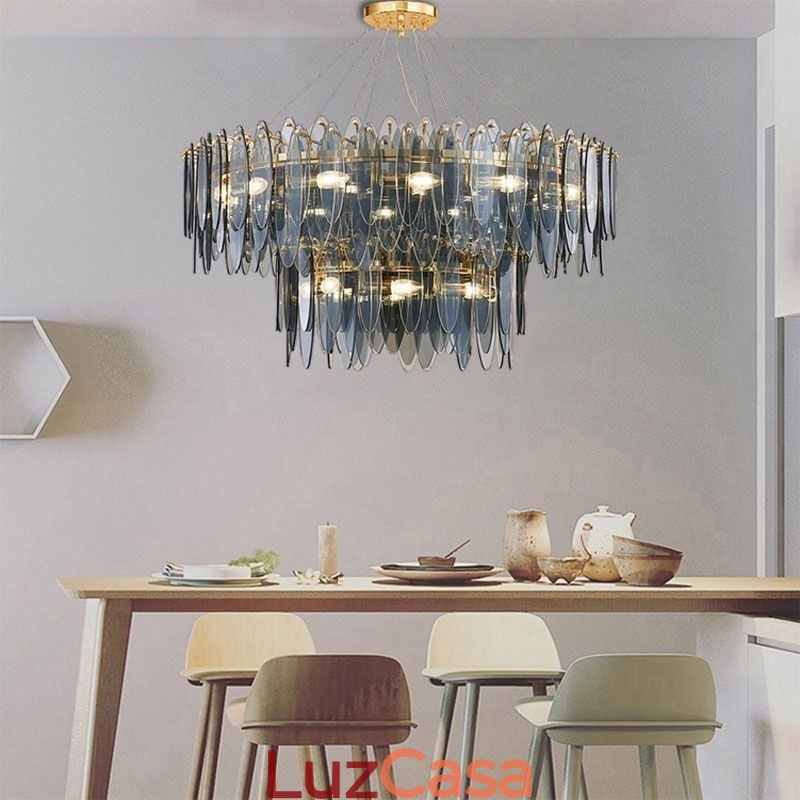 Moderno redondo vidro pingente luz elegante lustre de vidro