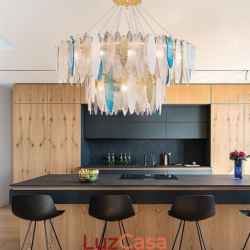 Moderno redondo vidro pingente luz elegante lustre de vidro