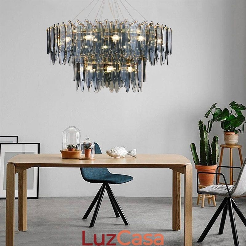 Moderno redondo vidro pingente luz elegante lustre de vidro