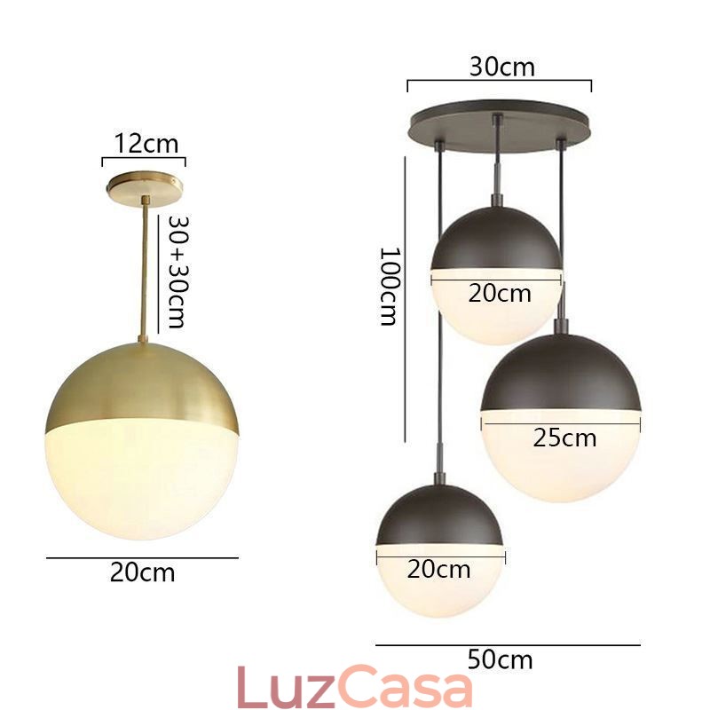 Ideias modernas de luminária pendente de bola de vidro para ilha