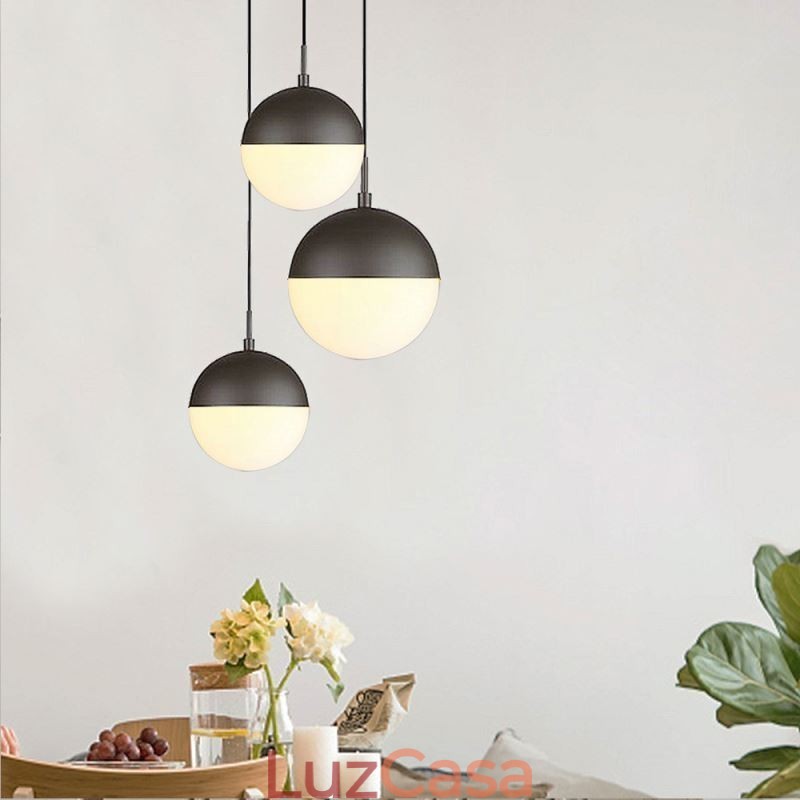 Ideias modernas de luminária pendente de bola de vidro para ilha