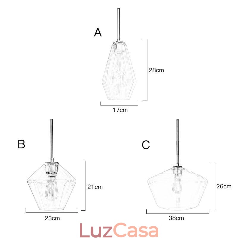 Luminária pendente de vidro simples e moderna