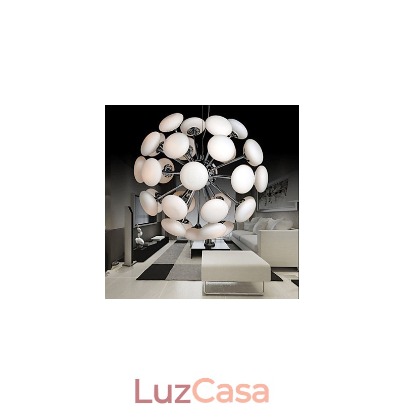 ModernYestaurant Lâmpada Simples Circular Vidro Arte Pendente Lâmpada Estilo Europeu
