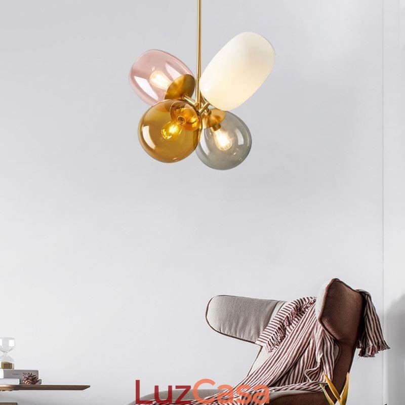 Nordic Unique Pendant Light Vidro Colorido Princesa Balão Luz Crianças