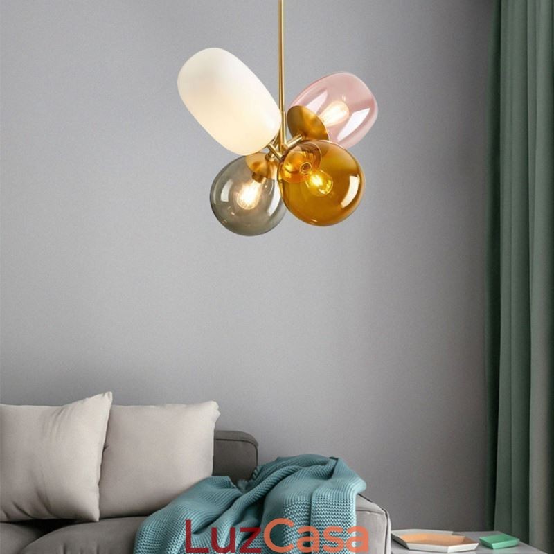 Nordic Unique Pendant Light Vidro Colorido Princesa Balão Luz Crianças