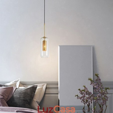 Luminária pendente nórdica de vidro transparente Luminária pendente exclusiva de latão oco interno Luminária pendente nórdica de vidro transparente Luminária pendente exclusiva de latão oco interno