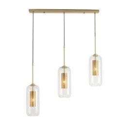 Luminária pendente nórdica de vidro transparente Luminária pendente exclusiva de latão oco interno