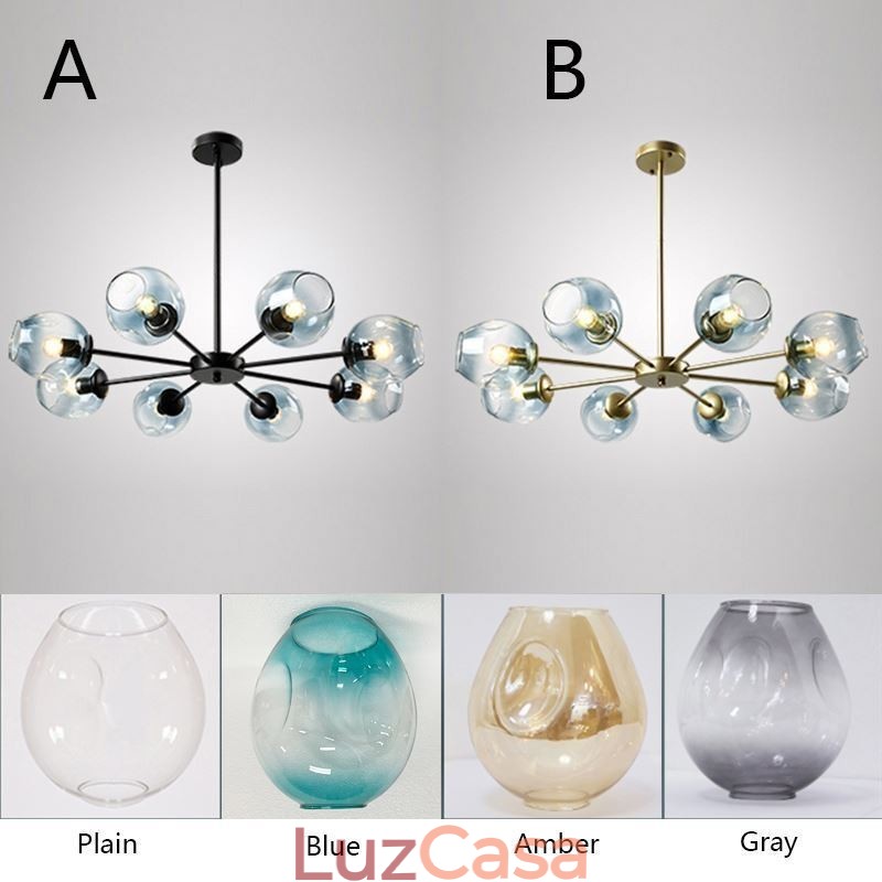Luminária pendente nórdica de vidro em forma de feijão mágico, luminária de lustre