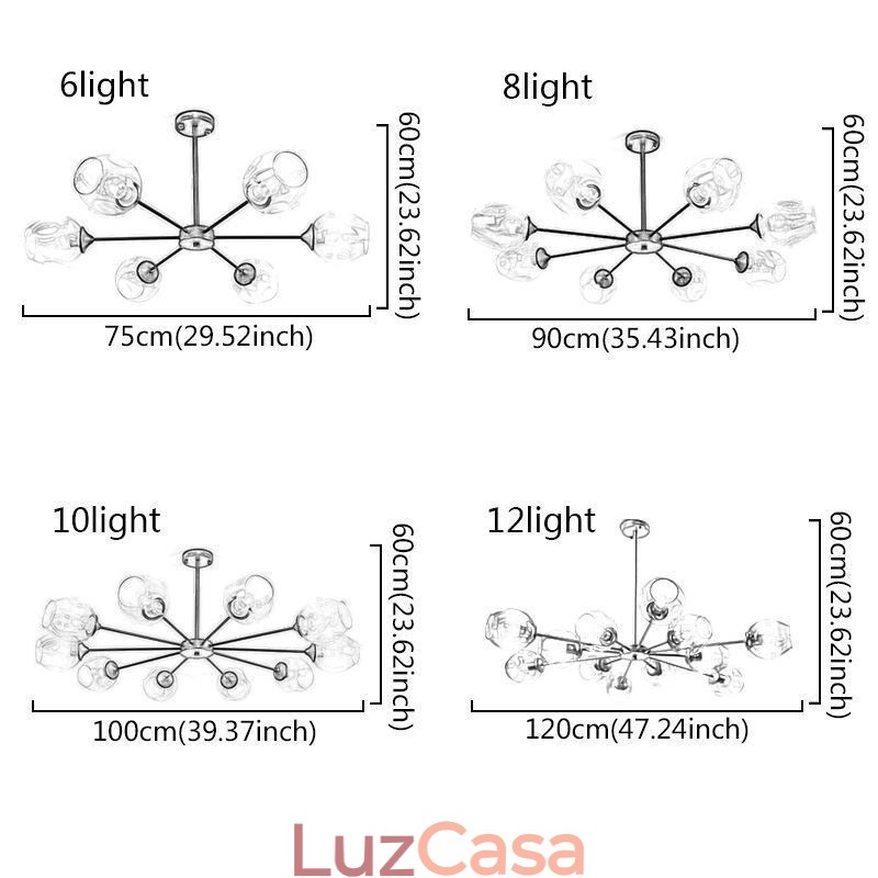 Luminária pendente nórdica de vidro em forma de feijão mágico, luminária de lustre