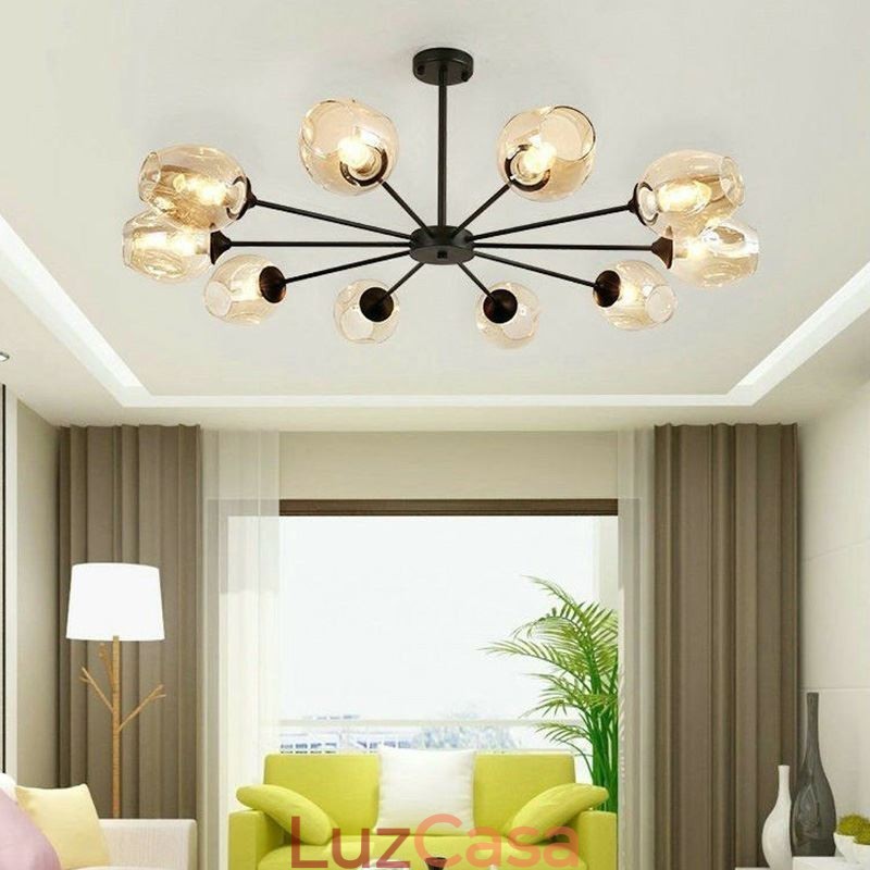 Luminária pendente nórdica de vidro em forma de feijão mágico, luminária de lustre