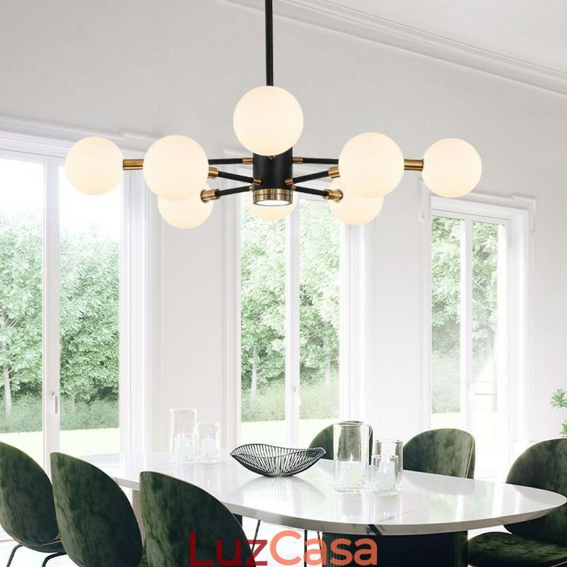 Luminária pendente de vidro nórdico, luminária redonda branca leitosa, iluminação de lustre