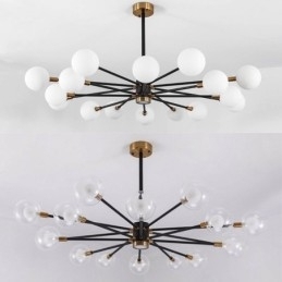 Luminária pendente de vidro nórdico, luminária redonda branca leitosa, iluminação de lustre