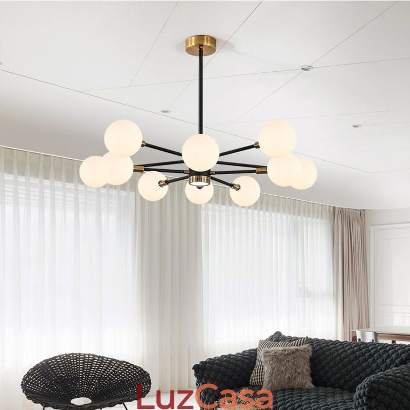 Luminária pendente de vidro nórdico, luminária redonda branca leitosa, iluminação de lustre
