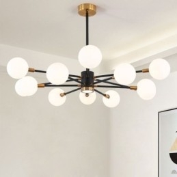 Luminária pendente de vidro nórdico, luminária redonda branca leitosa, iluminação de lustre