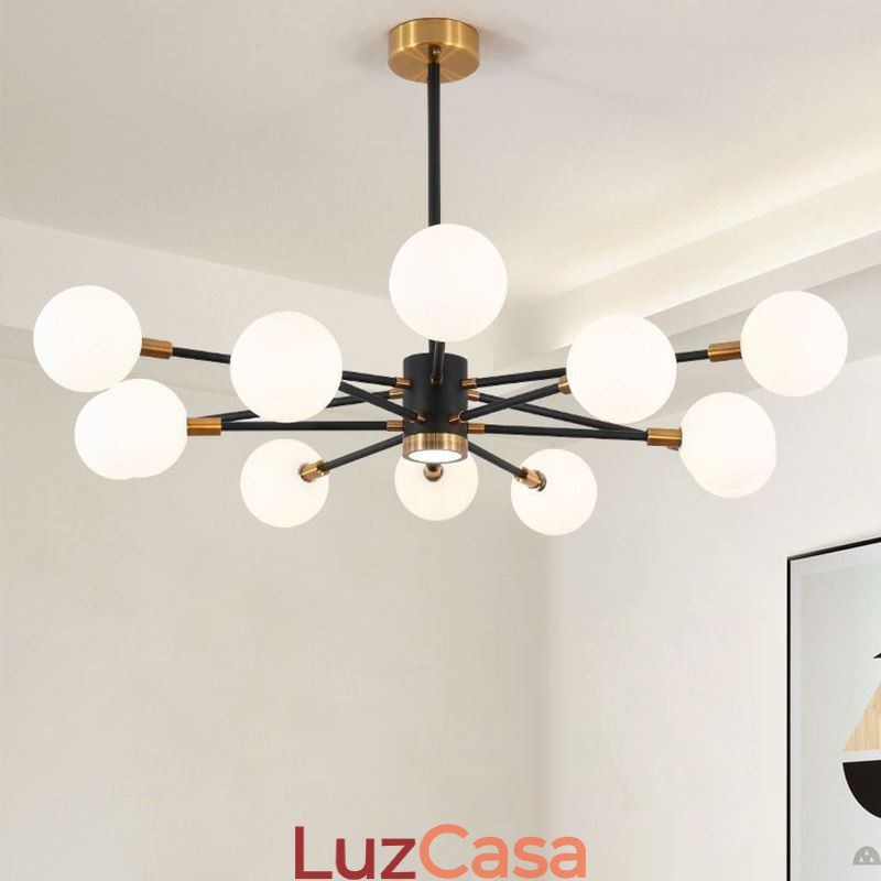Luminária pendente de vidro nórdico, luminária redonda branca leitosa, iluminação de lustre