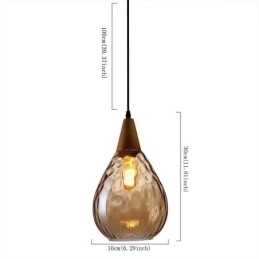 Luminária pendente em forma de lágrima com abajur de vidro