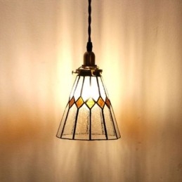 Luminária de teto rústica com pingente de vidro colorido