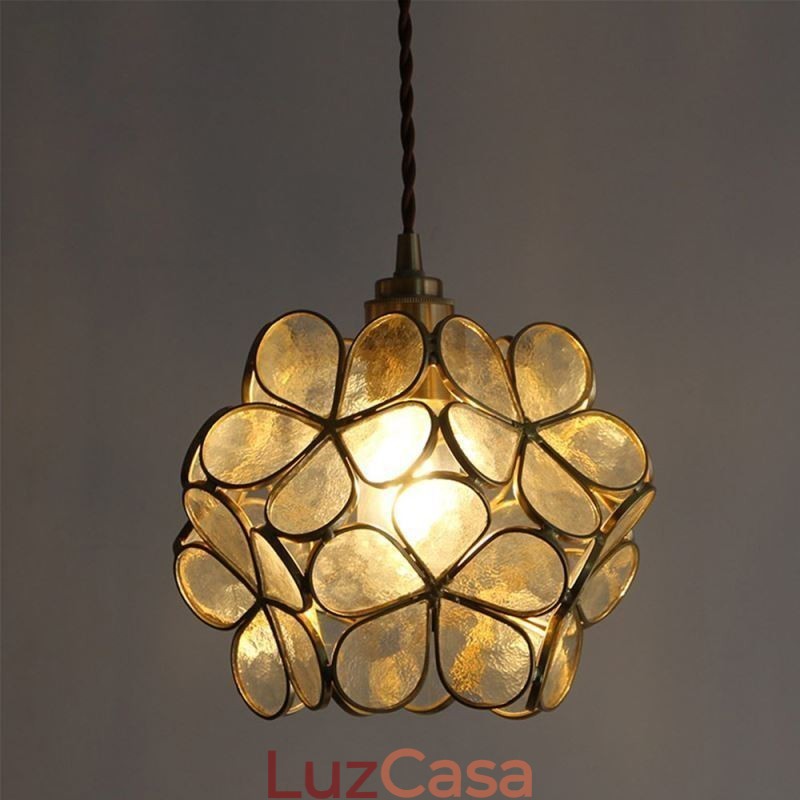 Luminária pendente criativa nórdica de vidro para iluminação doméstica, luminária em formato de pétala, abajur de cabeceira