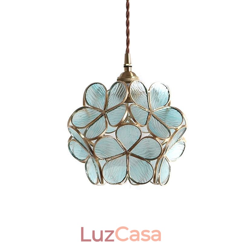 Luminária pendente criativa nórdica de vidro para iluminação doméstica, luminária em formato de pétala, abajur de cabeceira