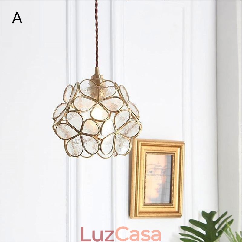 Luminária pendente criativa nórdica de vidro para iluminação doméstica, luminária em formato de pétala, abajur de cabeceira