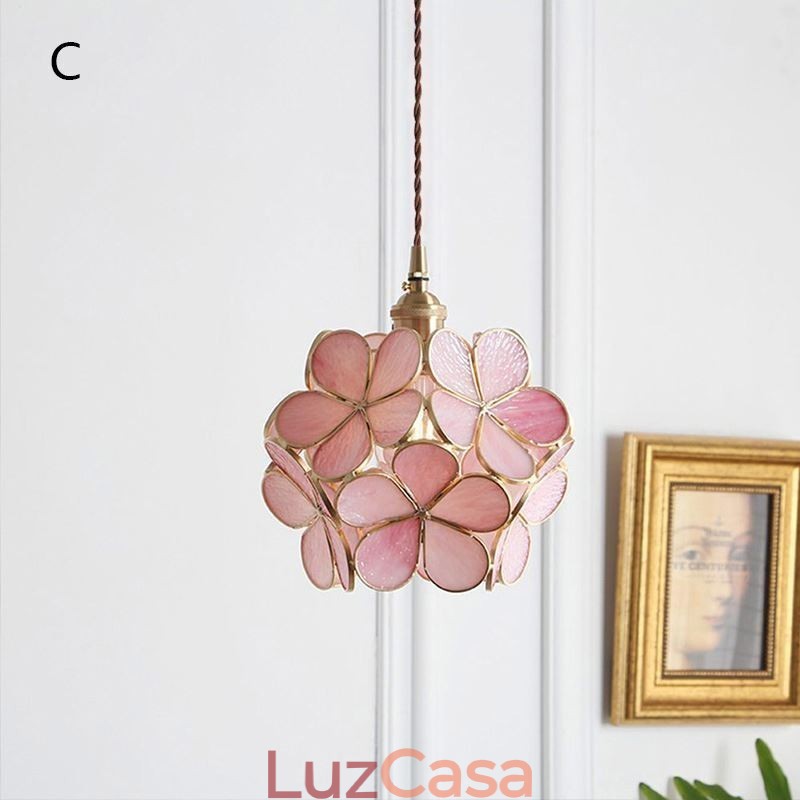 Luminária pendente criativa nórdica de vidro para iluminação doméstica, luminária em formato de pétala, abajur de cabeceira