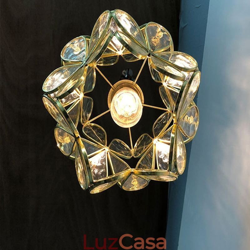 Luminária pendente criativa nórdica de vidro para iluminação doméstica, luminária em formato de pétala, abajur de cabeceira