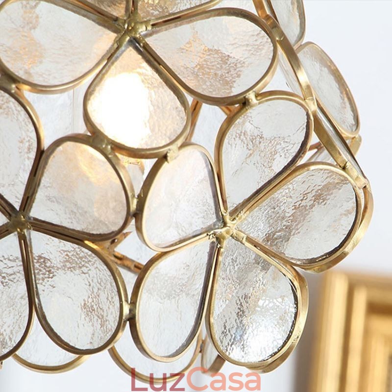 Luminária pendente criativa nórdica de vidro para iluminação doméstica, luminária em formato de pétala, abajur de cabeceira