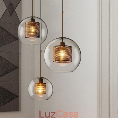 Luminária pendente nórdica de vidro para iluminação doméstica, luminária redonda em formato de bola, abajur de cabeceira Luminária pendente nórdica de vidro para iluminação doméstica, luminária redonda em formato de bola, abajur de cabeceira