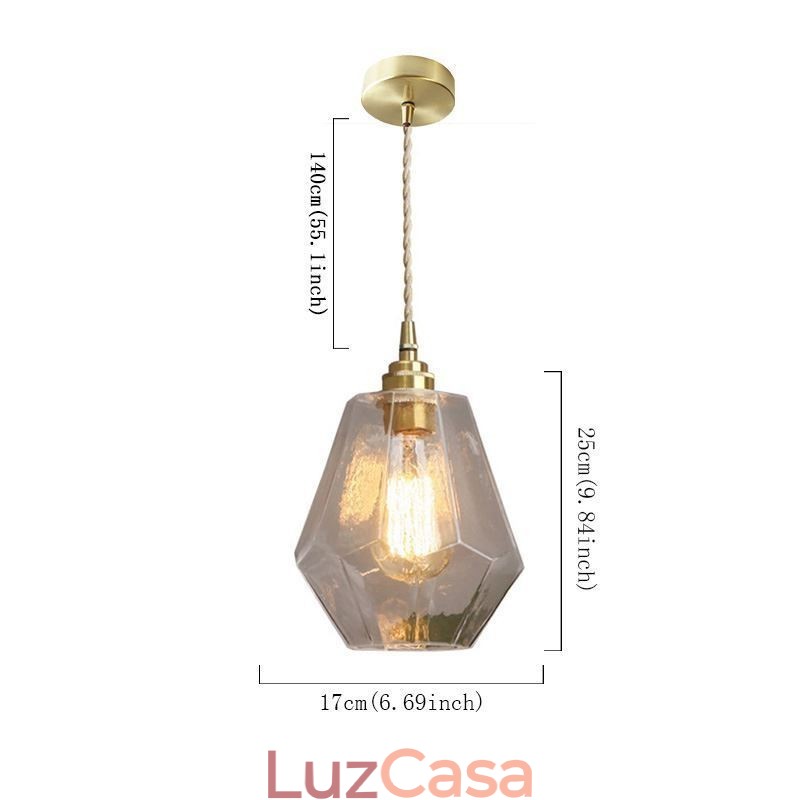 Luminária pendente nórdica retrô, luminária em formato de torre, vidro e latão