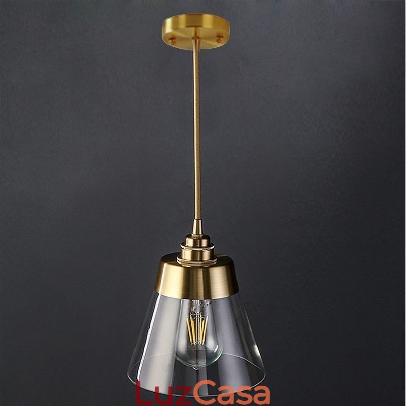 Nordic Retro Pendant Light Glass Shade Home Lighting Suporte de latão Lâmpada de luz